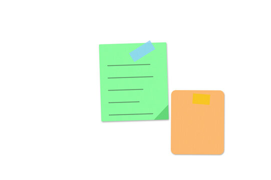 Isolated green document and orange card on white background