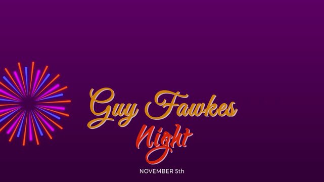 Guy Fawkes Day-themed background animation featuring colorful fireworks, "Bonfire Night" greetings, and a celebration