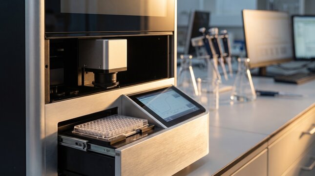 Modern Microplate Reader in Advanced Laboratory with Copy Space
