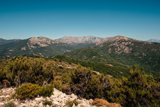 Landscape of mountains to enjoy the nature in Corsica