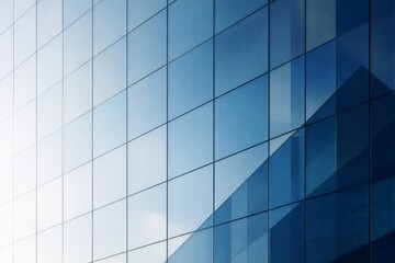 Obraz premium Glass grid facade showing geometric reflections on modern building