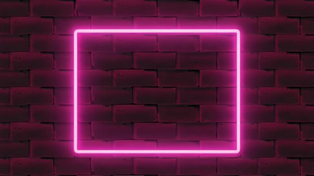 Animated neon squares pulsing on brick wall background with black space for text overlay