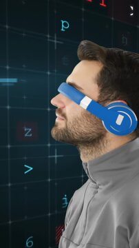 Man wearing virtual goggles 4k