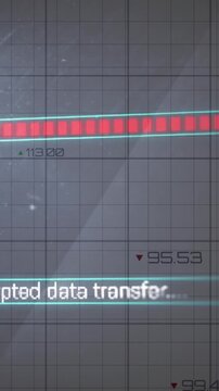 Animation of red lines recording and data processing over grid