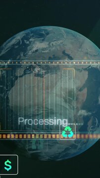 Animation of ecology and green energy icons over globe