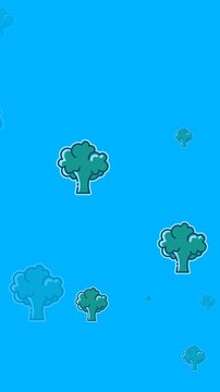 Animation of multiple broccoli icons on blue background