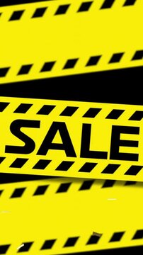 Sale graphic with yellow tapes 4k