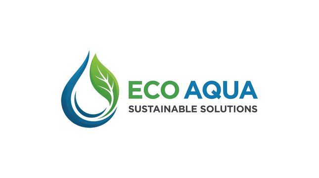 Water drop leaf logo symbol sustainability environmental concept