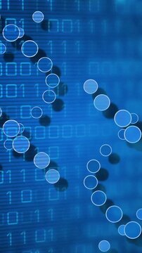 Animation of medical data processing over blue background