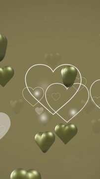 Animation of gold and white hearts floating on gold background
