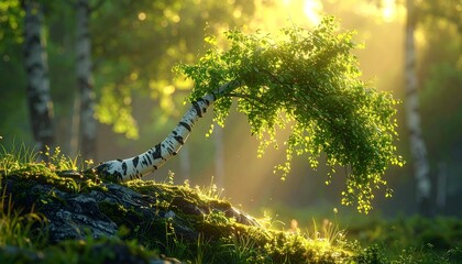 Fototapeta premium “Birch Ring in Forest Light”