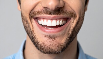 Fototapeta premium Smiling man with white healthy teeth