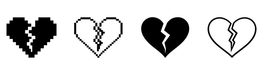 Fototapeta premium Heart icon set featuring outline and solid styles for love, romance, affection, symbols, and design.