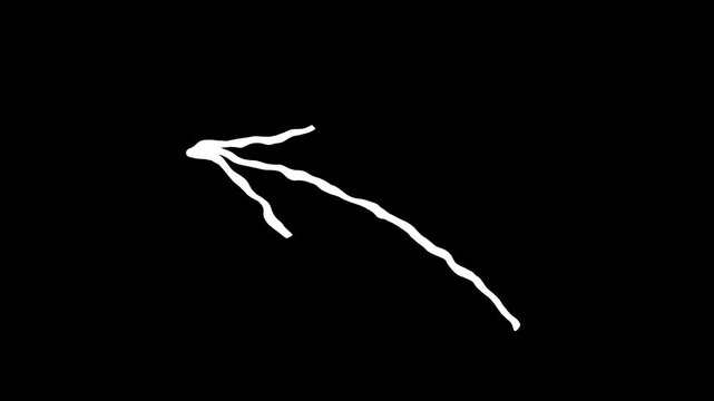 Red gritty textured brush stroke left arrow animation for UI tutorials presentations creative navigation element rough. White wiggly hand drawn pointing sketch arrow icon on alpha. Motion arrow pack.