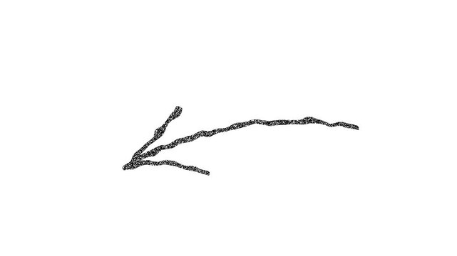 Hand drawn red brush arrow curving upward to the right on a clean white background animation.  Arrow animation on a transparent background, Hand-drawn thin arrow graphic animation. Alpha channel. 4k 