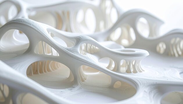 White Abstract 3d Printed Organic Lattice Structure