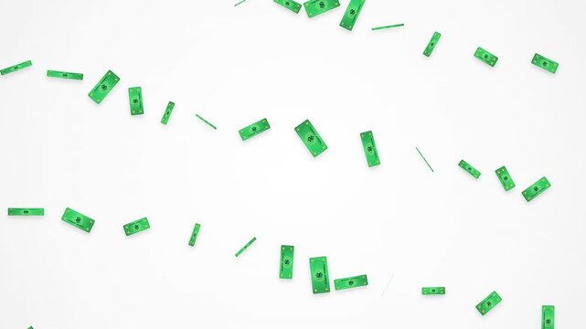 Abstract digital representation of green electronic components and circuit modules floating in a minimalist white space for futuristic technology