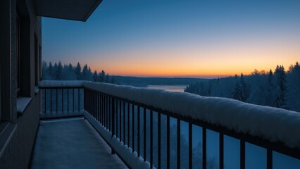 Fototapeta premium Serene winter balcony view