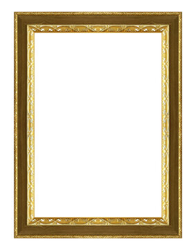 The antique gold frame isolated on the white background ,clipping path included for design. Vertical, png