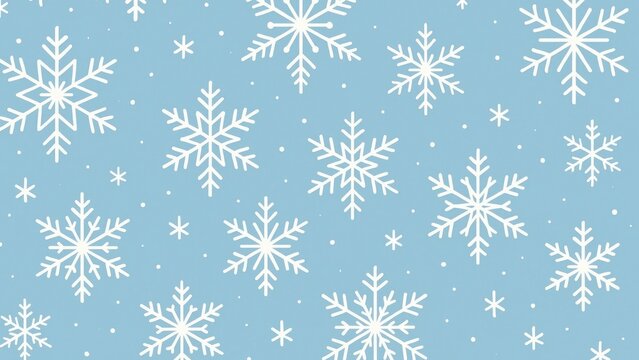 White snowflakes on blue background.
