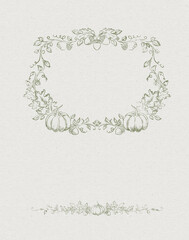 Naklejka premium Elegant Rococo Baroque Autumn Frame with Botanical Engraving, Autumn holidays invitation