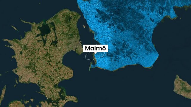 Sweden Map Zooming In Highlighting Malm&ouml; City Location
