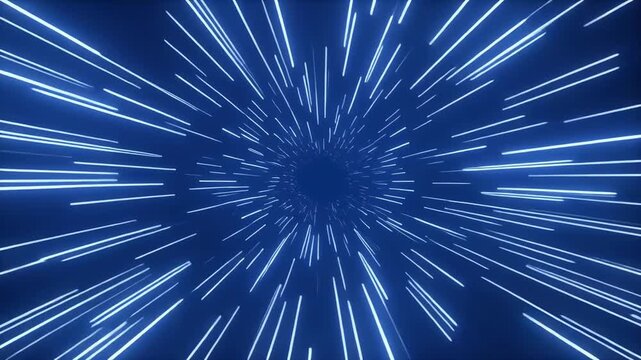 Blue light tunnel abstract motion background during speed hyperspace travel