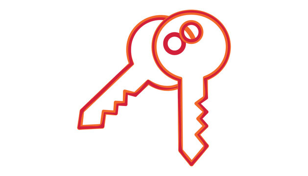 Modern crossed key icon illustration featuring two overlapping keys with bold orange and red outlines for security, access, locksmith, and branding design