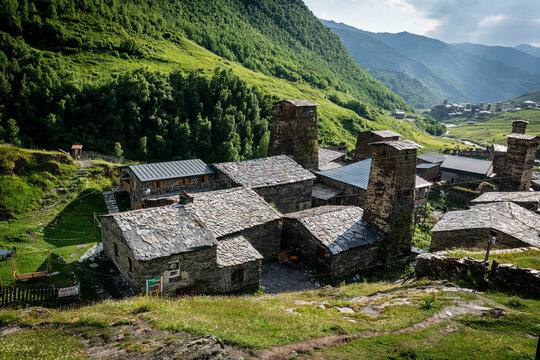 Ushguli village, trans-Caucasian trail, Upper Svaneti, Caucasus mountain range, Georgia