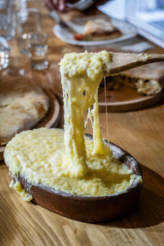 chkinti&ndash;kweli cheese, Ushguli village, trans-Caucasian trail, Upper Svaneti, Caucasus mountain range, Georgia