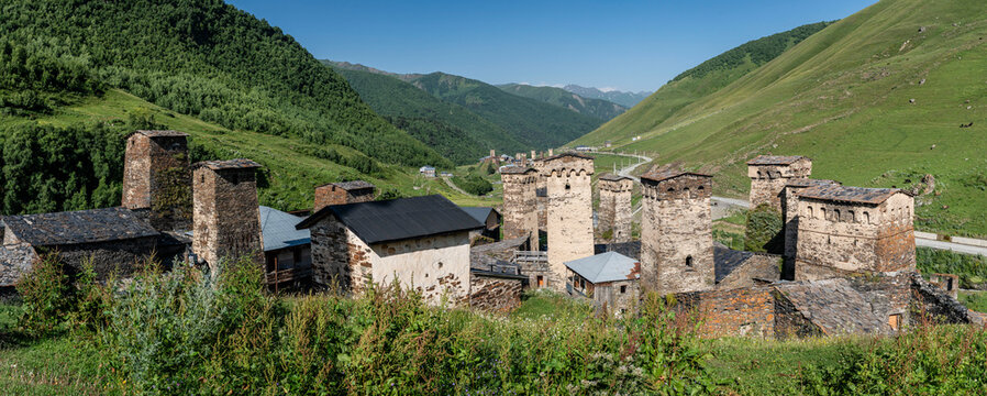 Ushguli village, trans-Caucasian trail, Upper Svaneti, Caucasus mountain range, Georgia