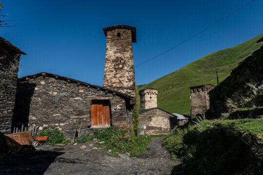 Ushguli village, trans-Caucasian trail, Upper Svaneti, Caucasus mountain range, Georgia
