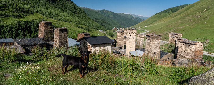 Ushguli village, trans-Caucasian trail, Upper Svaneti, Caucasus mountain range, Georgia