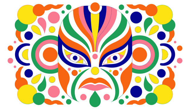 Vibrant Abstract Mask Design with Colorful Circles and Shapes - Festive Pattern Illustration