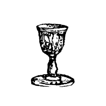 Intricately designed goblet with ornate stem and base, old vintage illustration, 1897.