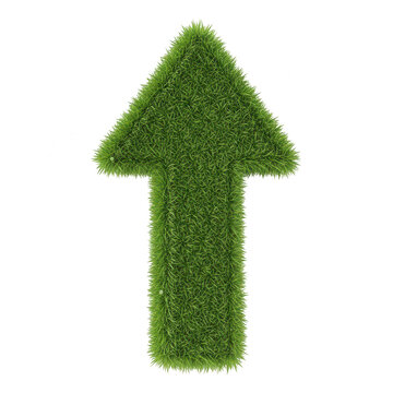 Green grass arrow pointing up isolated on transparent background