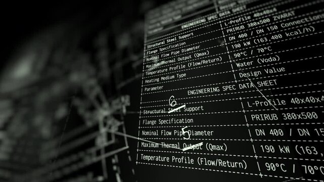 Dynamic scanning UI containing a detailed engineering bill of materials and technical duct specifications. Great for project management, industrial design, and construction tech.