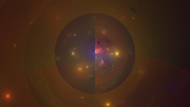 Illustration created as a 3D render without generative AI, abstract futuristic energy burst and geometric cosmic light background