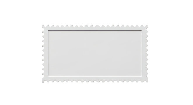 Blank rectangular postage stamp with serrated edges isolated on transparent background