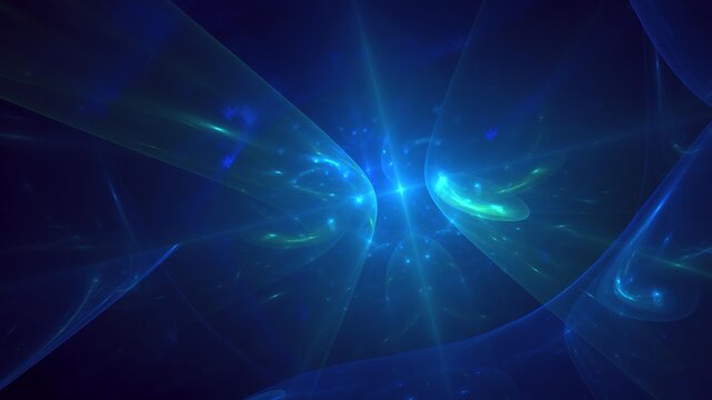 Illustration created as a 3D render without generative AI, abstract futuristic energy burst and geometric cosmic light background