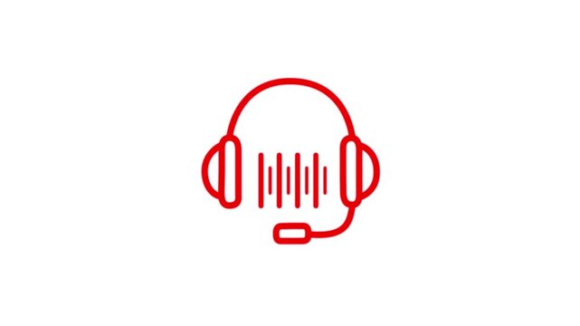 abstract nimated Headphone Icon Seamless Music & Sound Wave Loop Motion Graphic. 4k Motion graphic animation.