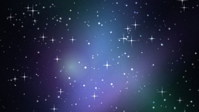 Abstract background featuring a deep space galaxy theme with glowing white stars scattered across a dark blue and purple nebula