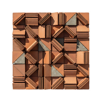 Abstract geometric pattern of terracotta clay roof tiles with terracotta geometric architecture construction material building exterior symmetry artistic structural patterned patterning