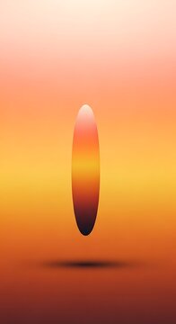 Floating 3D oblong shape on warm gradient backdrop.