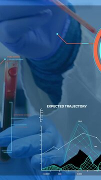 Animation of data processing over doctors with test tubes