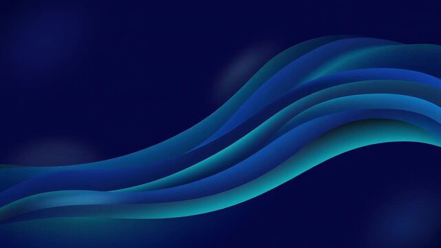 Mesmerizing flow of layered blue waves gently undulating across a deep navy background