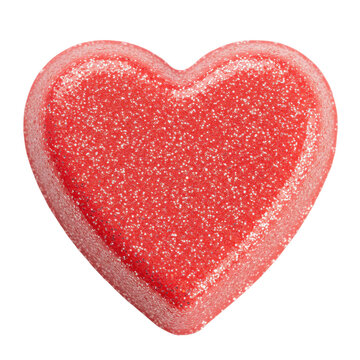Glittering red heart shape with sparkling surface, love symbol isolated on white background