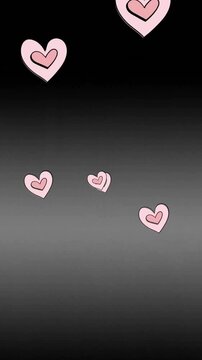 Animation of heats floating on black background