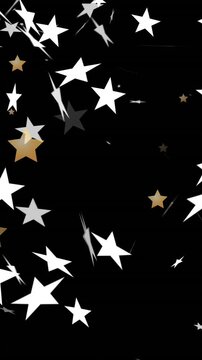 Animation of stars on black background at christmas