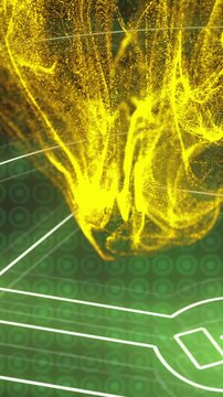 Yellow abstract animation over digital baseball field diagram